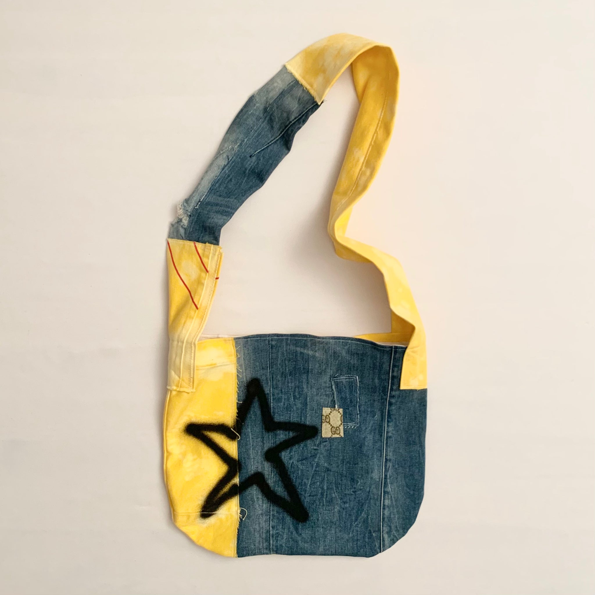 Reversible Yellow Denim Shoulder Bag - mensah*