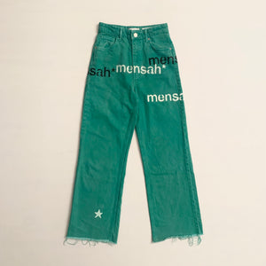 Multi Logo Green Jeans (34FR, 25"US) - mensah*